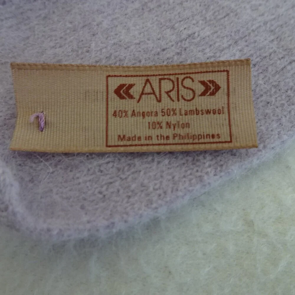 Vintage Angora and Lambs Wool Scarf 6.5” x 36” Purple Lilac Soft